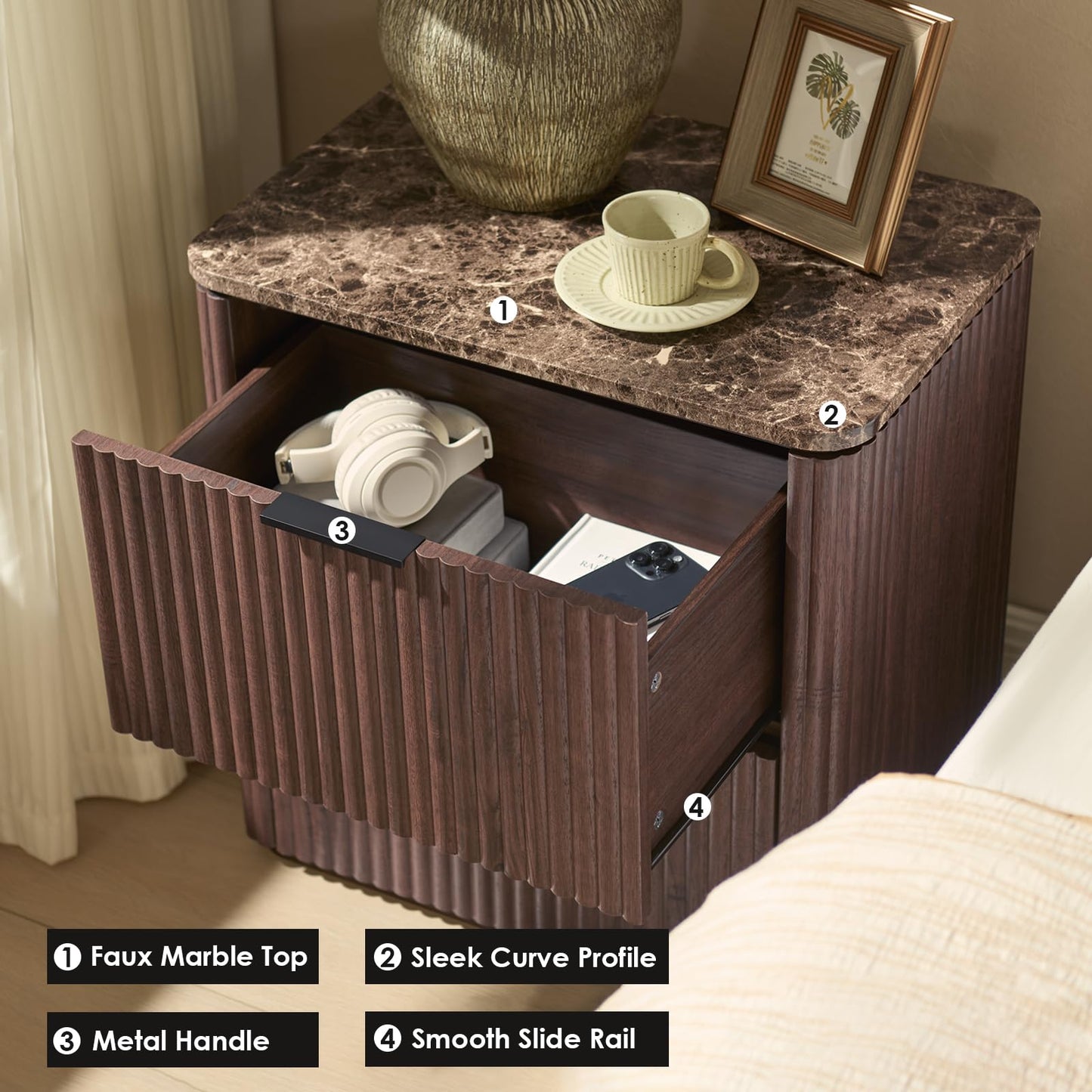 Ripple 2-Drawer Nightstand