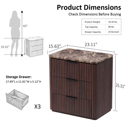 Ripple 3-Drawer Nightstand