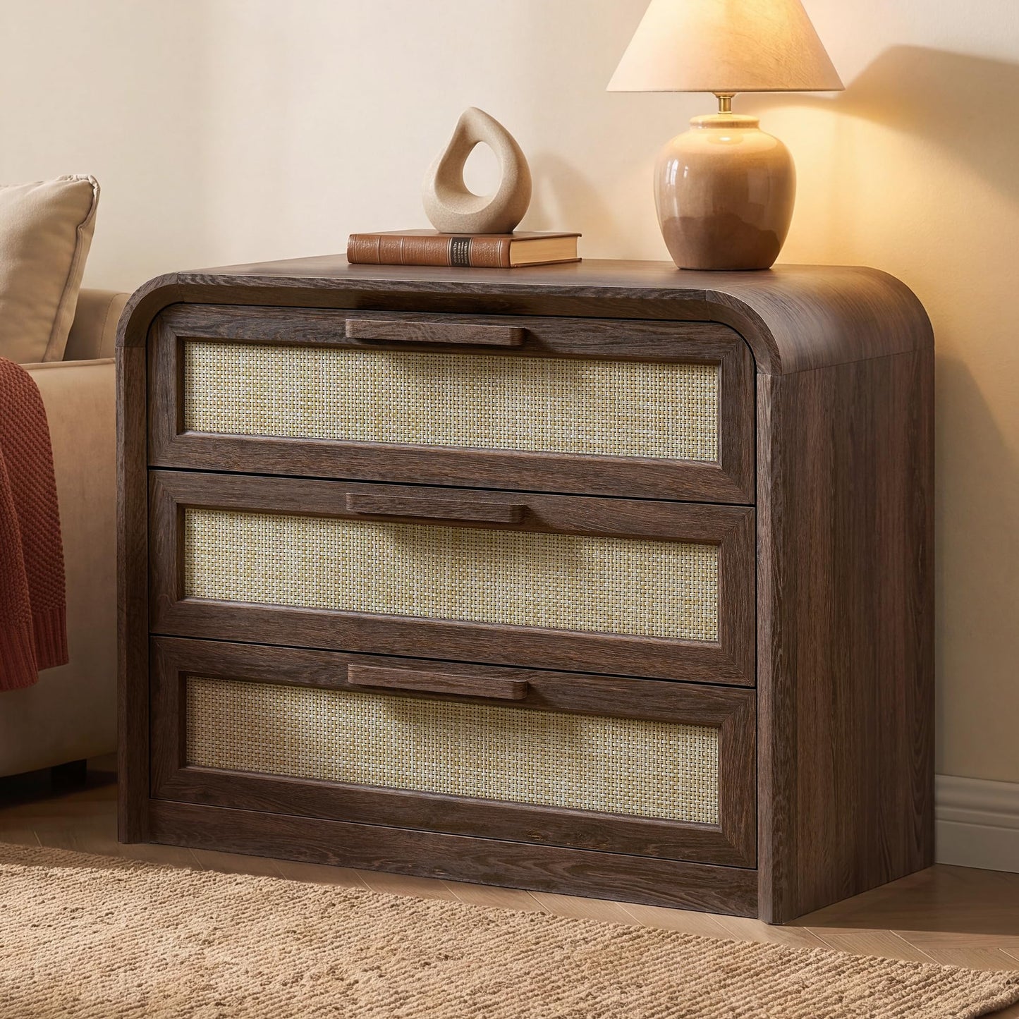 Woven 3-Drawers Nightstand-C