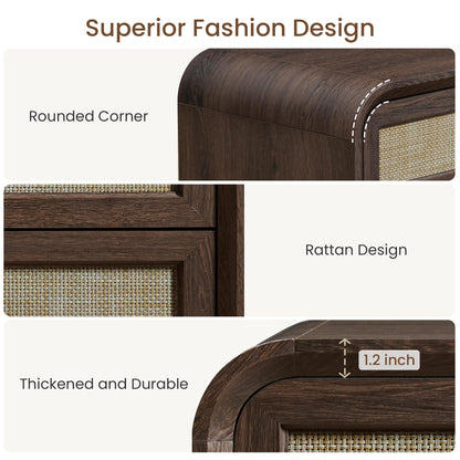 Woven 3-Drawers Nightstand-C