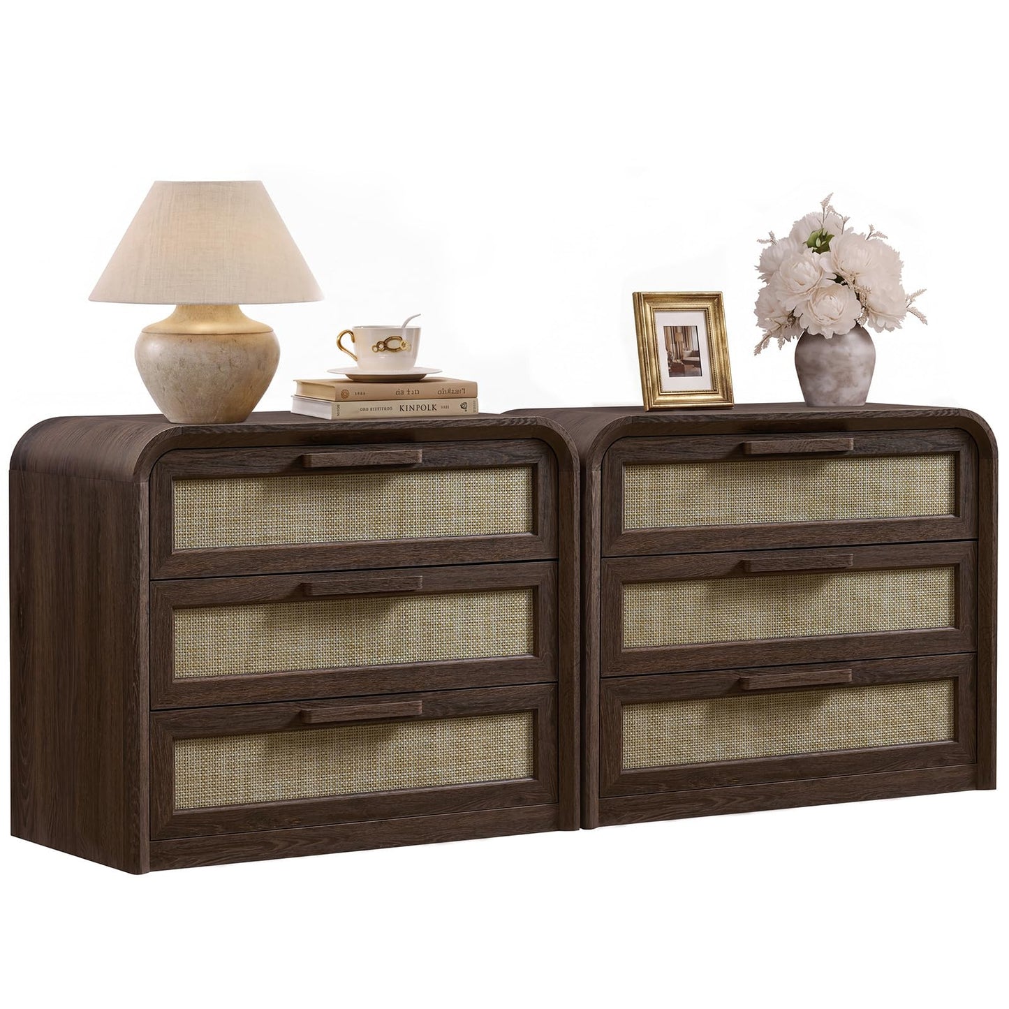 Woven 3-Drawers Nightstand-C