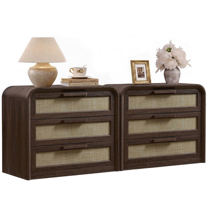 Woven 3-Drawers Nightstand-C