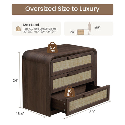 Woven 3-Drawers Nightstand-C
