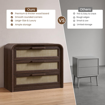 Woven 3-Drawers Nightstand-C