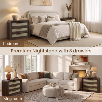 Woven 3-Drawers Nightstand-C
