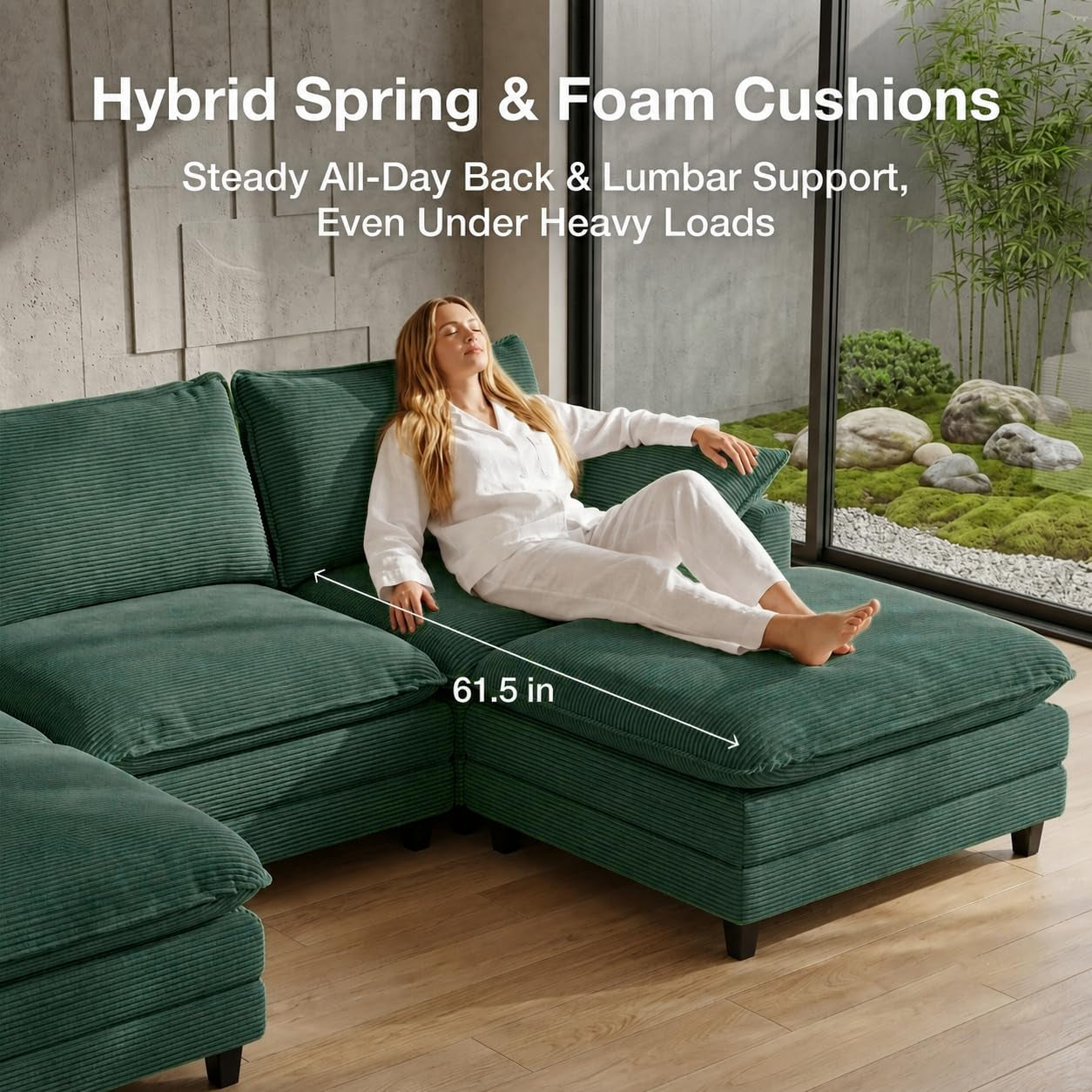 Corduroy Sectional Sofa - 4 Seat & 2 Ottoman