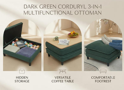 Corduroy Sectional Sofa - 4 Seat & 2 Ottoman