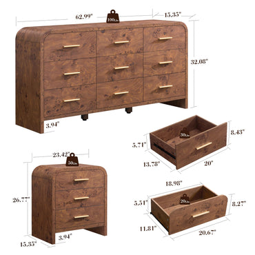 Curved 9 + 3 Drawer Set