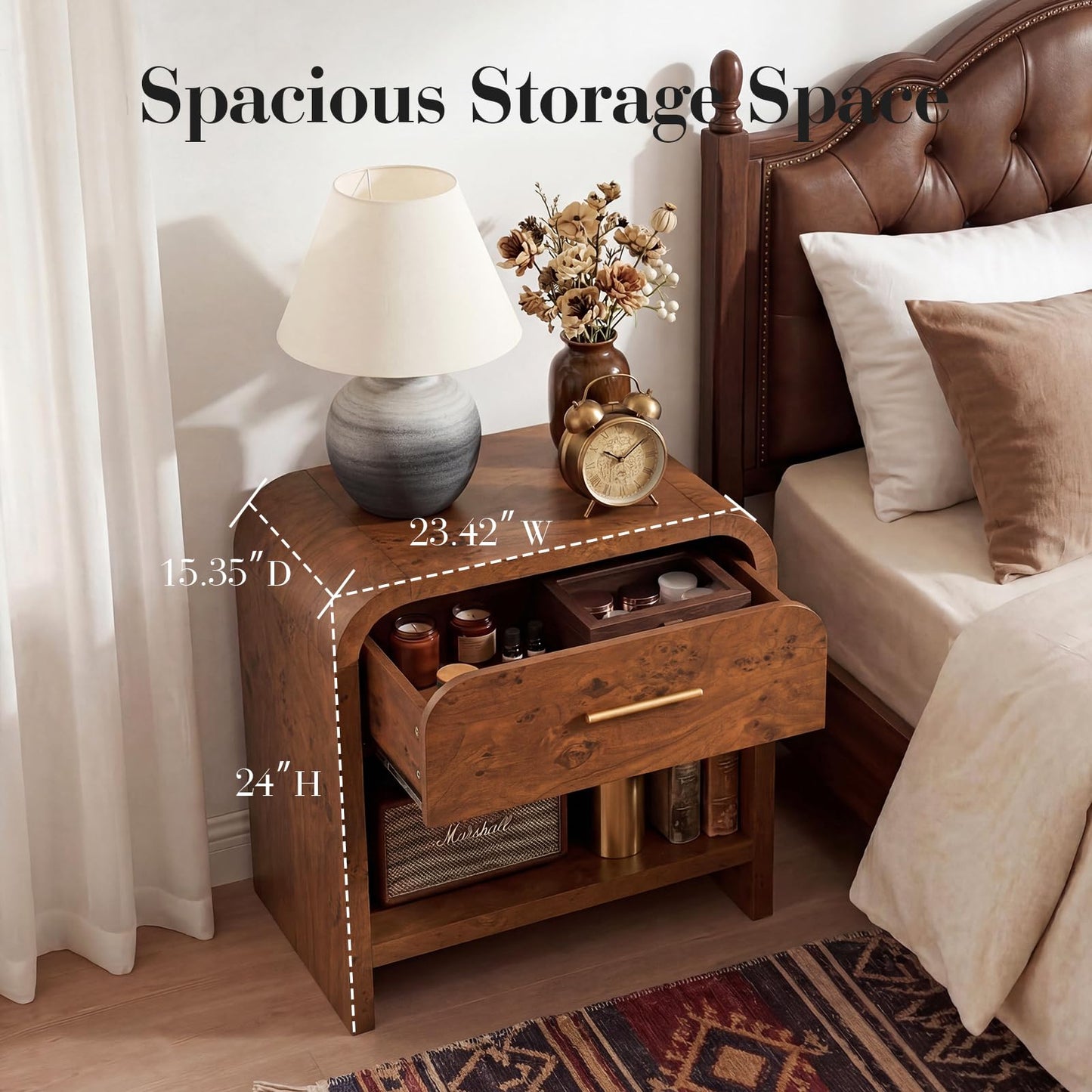 Curved 1-Drawer Nightstand