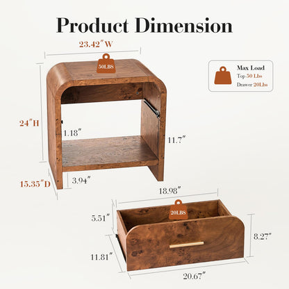 Curved 1-Drawer Nightstand