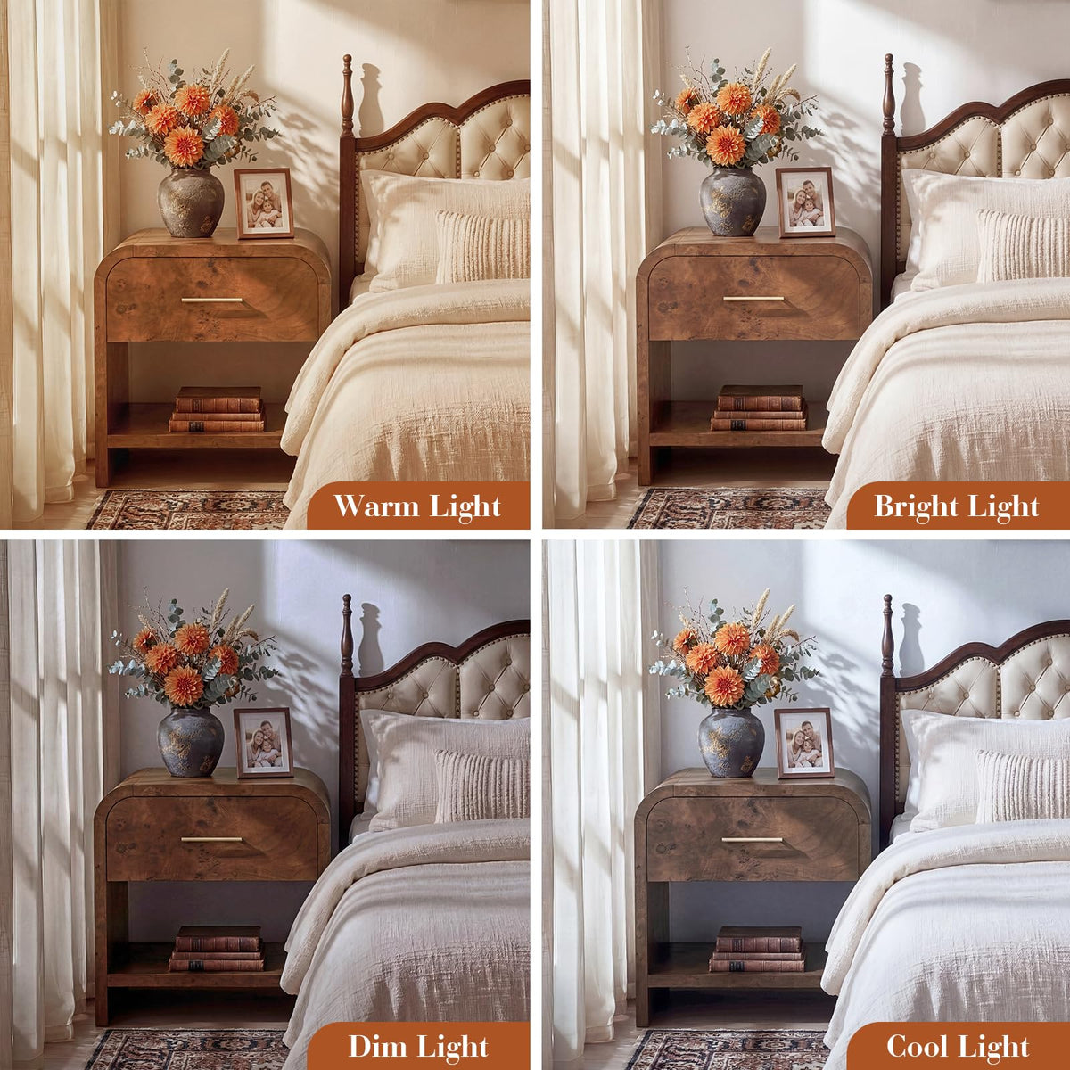 Curved 1-Drawer Nightstand