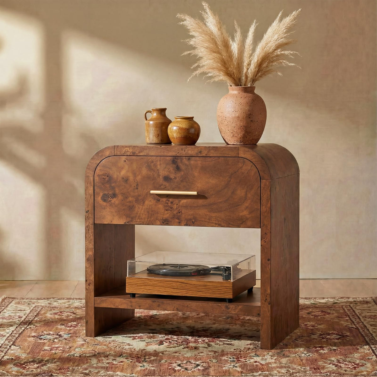 Curved 1-Drawer Nightstand