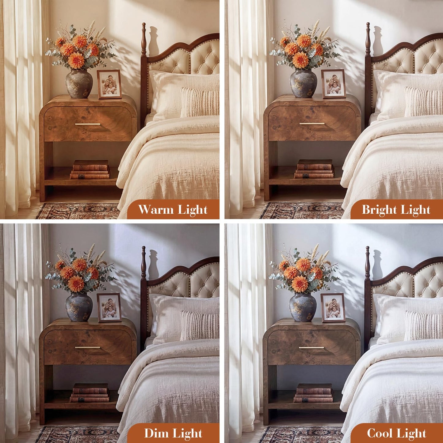 Curved 1-Drawer Nightstand