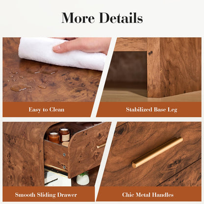 Curved 1-Drawer Nightstand
