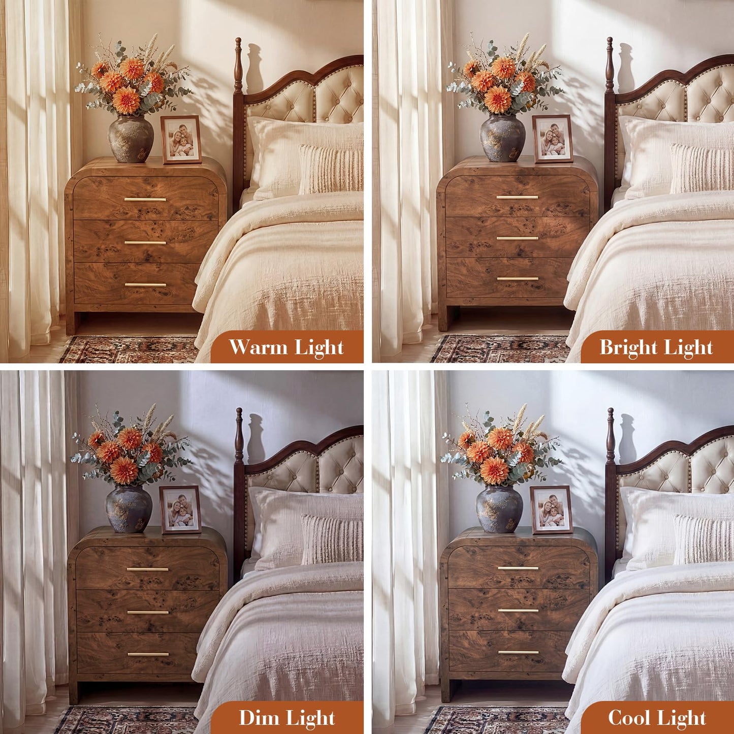 Curved 3-Drawer Nightstand