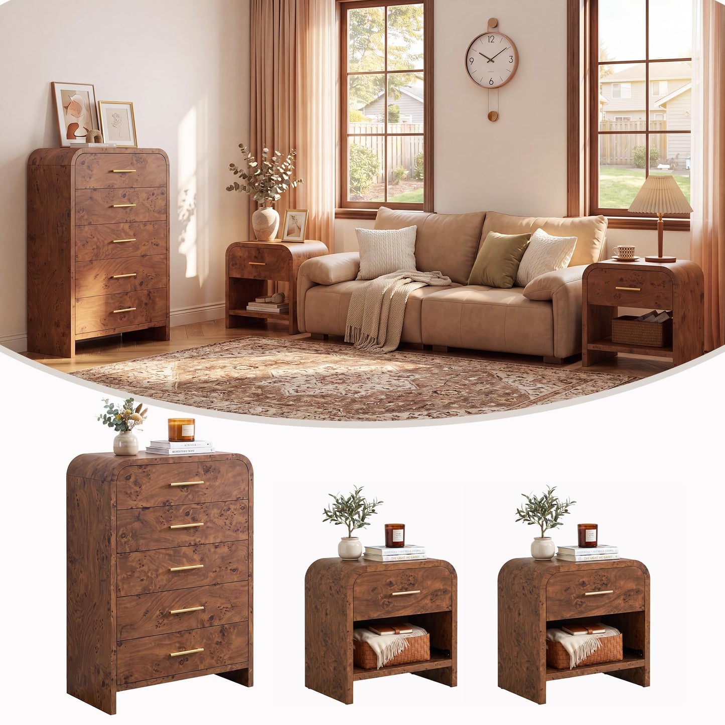 Curved 5 + 1 Drawer Set