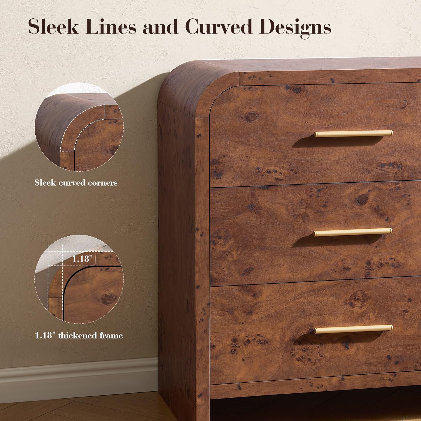 Curved 6 + 1 Drawer Set