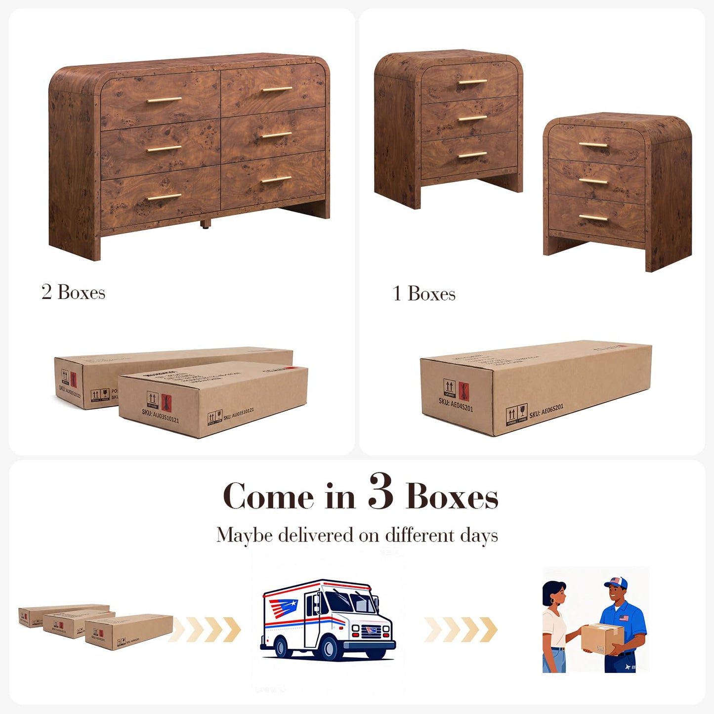 Curved 6 + 3 Drawer Set