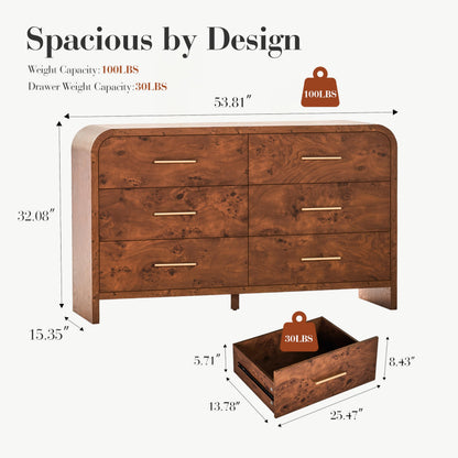 Curved 6-Drawer Dresser