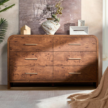 Curved 6-Drawer Dresser Dark Burl