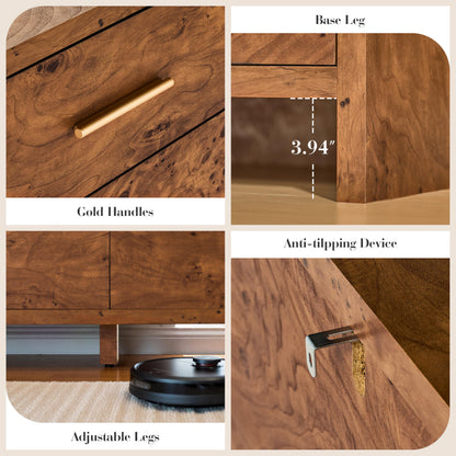Curved 9-Drawer Dresser Dark Burl