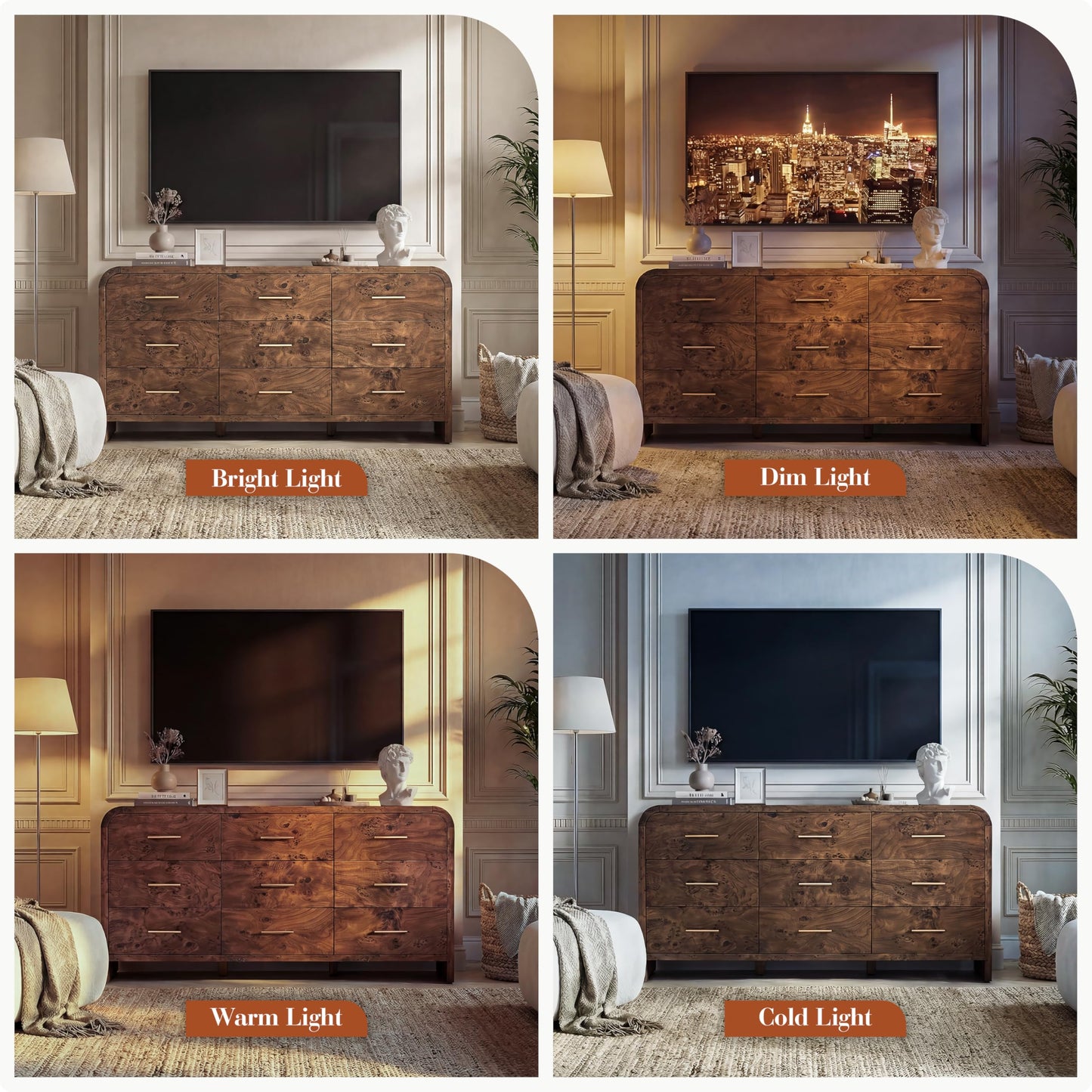 Curved 9-Drawer Dresser