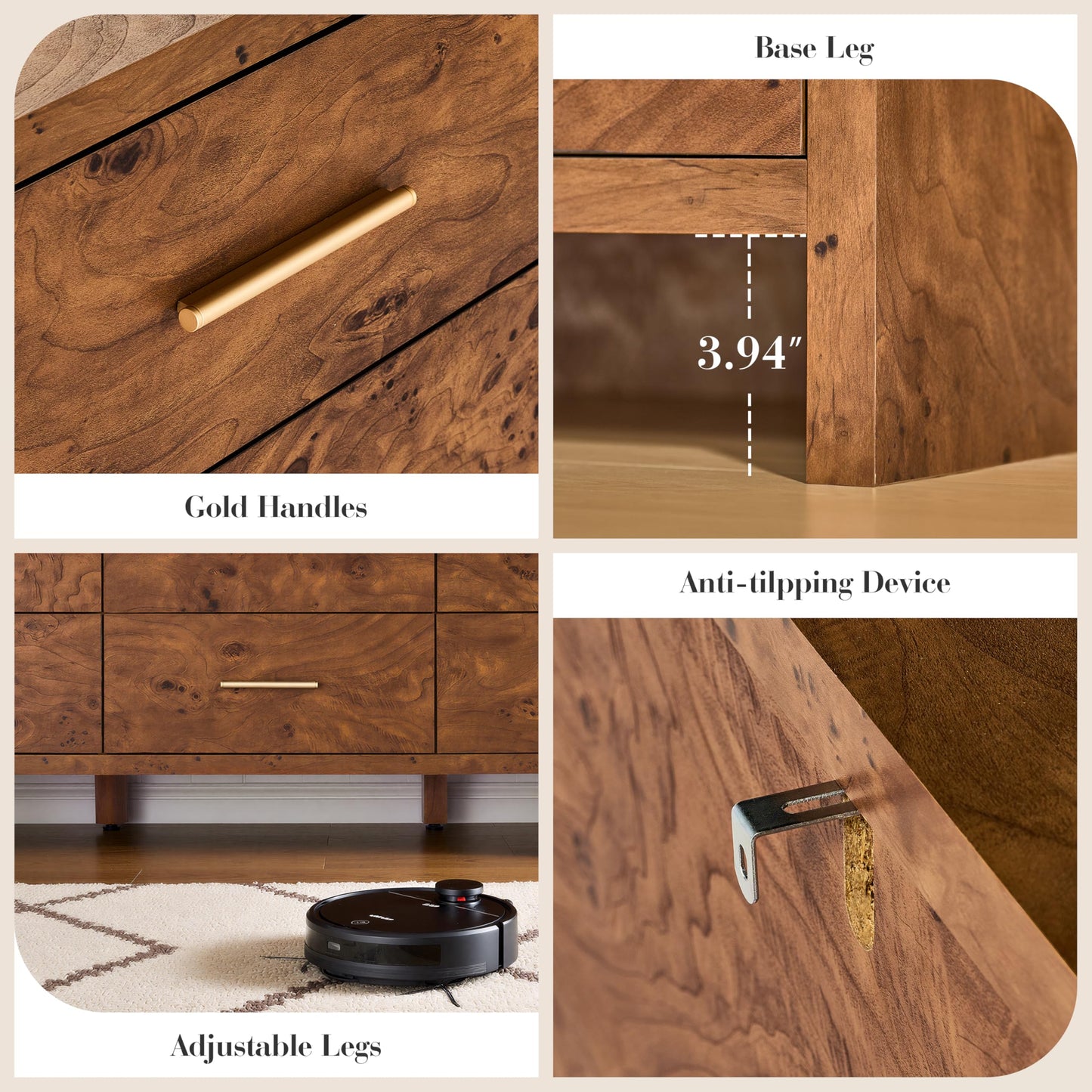 Curved 9-Drawer Dresser