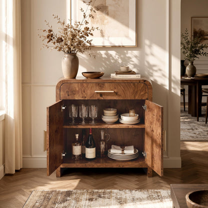 Curved 2-Door & Drawer Cabinet