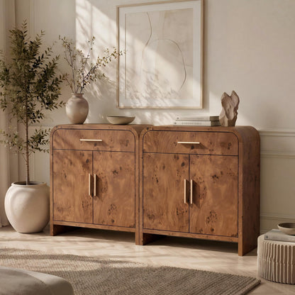 Curved 2-Door & Drawer Cabinet