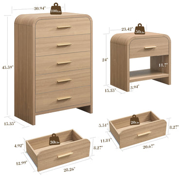 Curved 5 + 1 Drawer Set