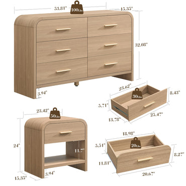 Curved 6 + 1 Drawer Set