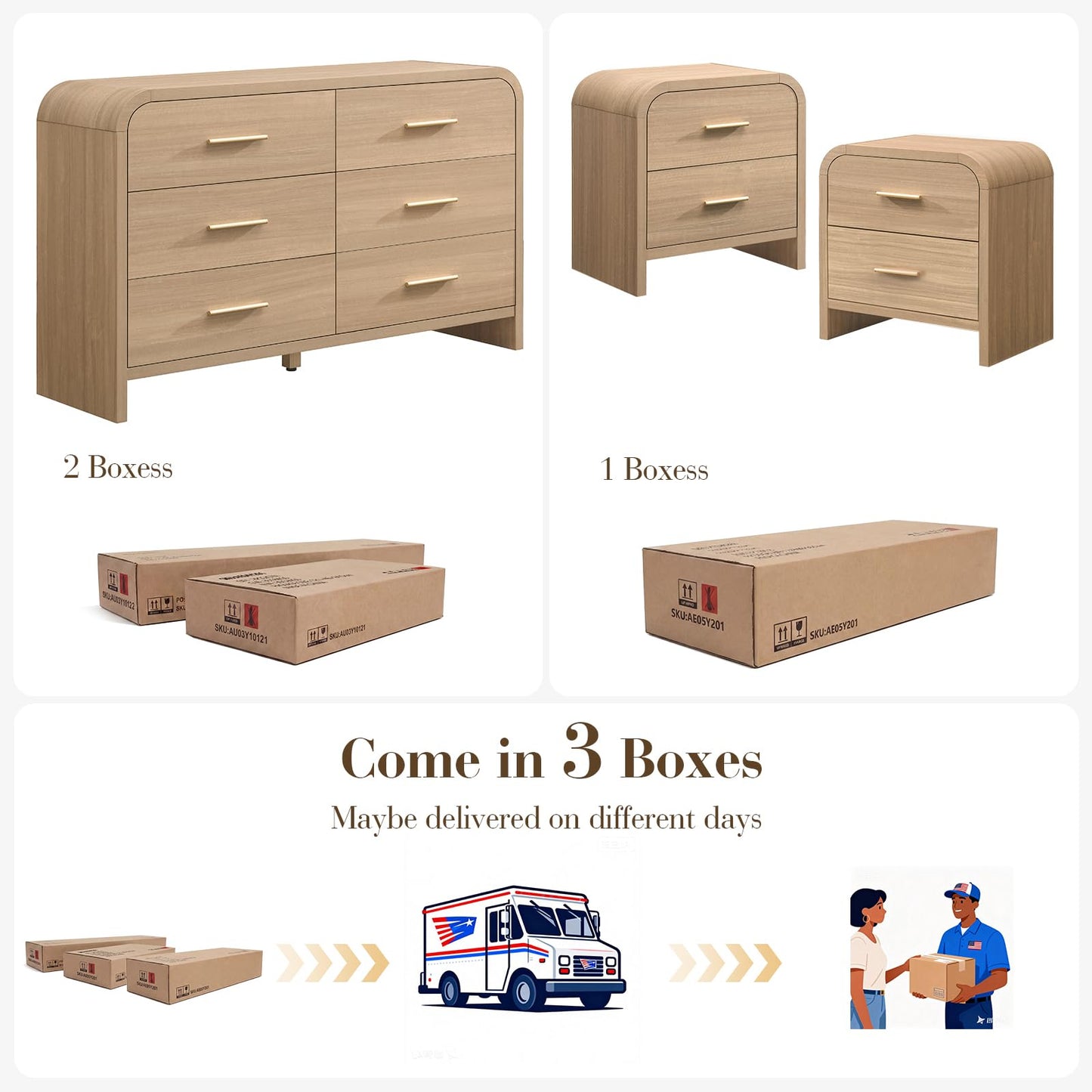 Curved 6 + 2 Drawer Set