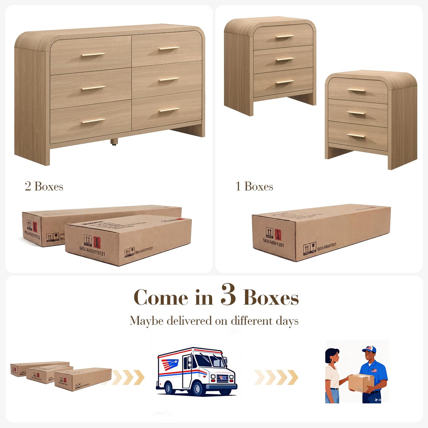 Curved 6 + 3 Drawer Set