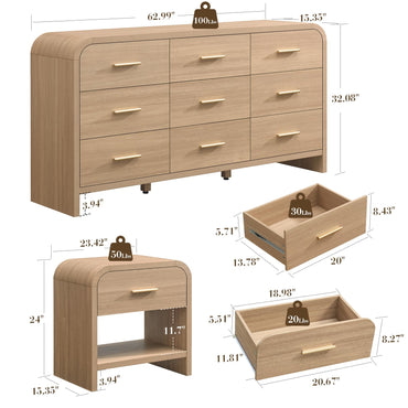 Curved 9 + 1 Drawer Set