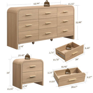 Curved 9 + 2 Drawer Set