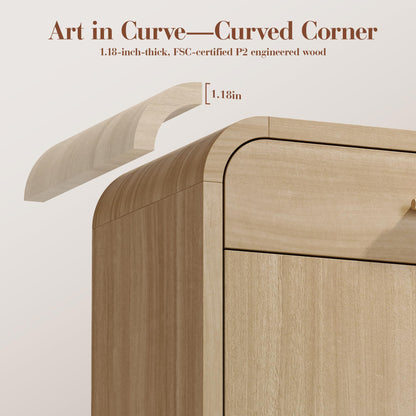 Curved 2-Door & Drawer Cabinet