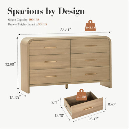 【Halloween Pre-Sale】Curved 6-Drawer Dresser