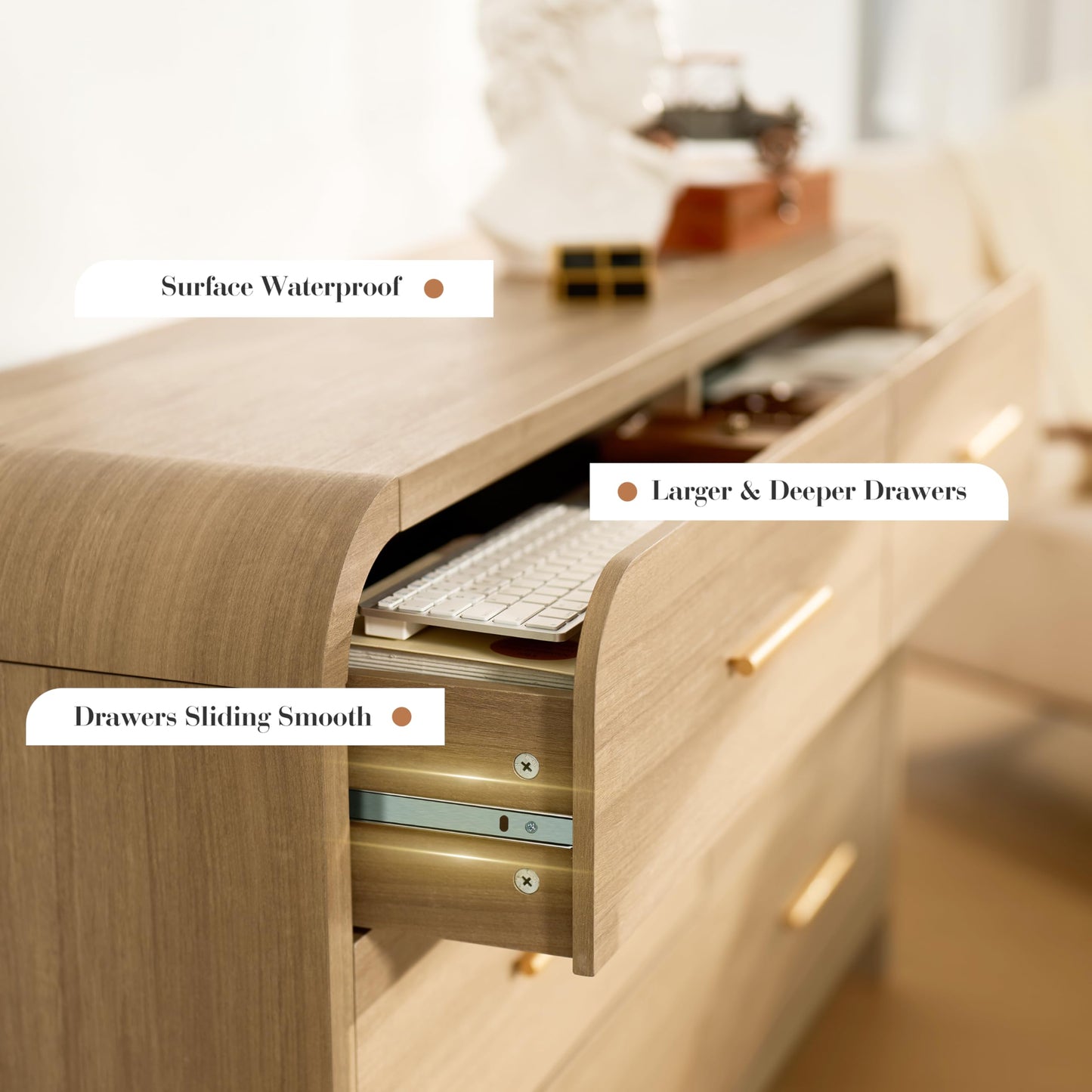 【Halloween Pre-Sale】Curved 6-Drawer Dresser