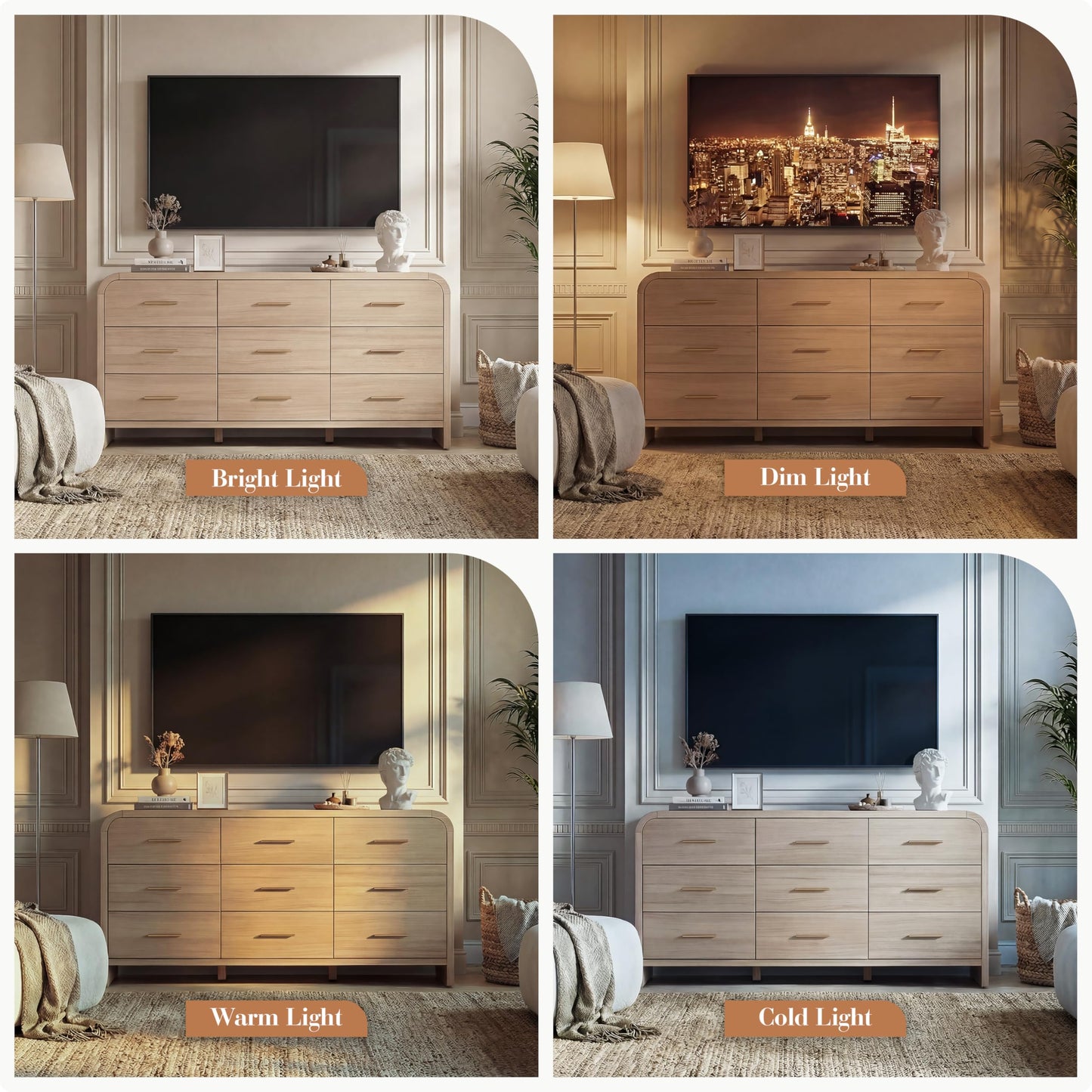 Curved 9-Drawer Dresser