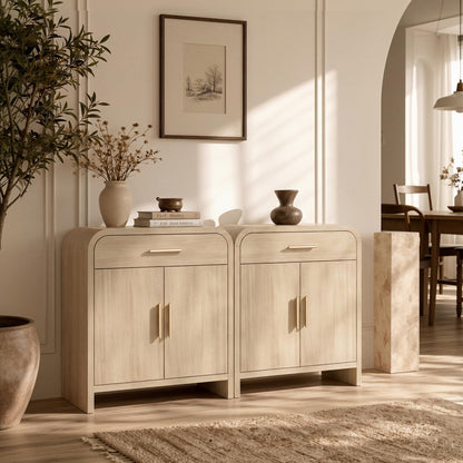 Curved 2-Door & Drawer Cabinet