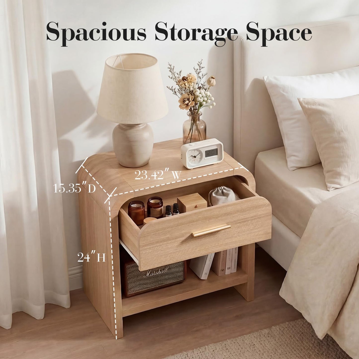 【Halloween Pre-Sale】Curved 1-Drawer Nightstand-2Pcs