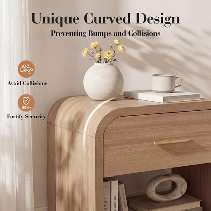 【Halloween Pre-Sale】Curved 1-Drawer Nightstand-2Pcs
