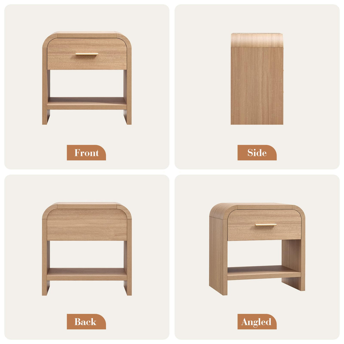 Curved 1-Drawer Nightstand
