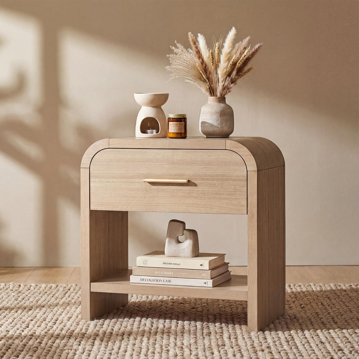 Curved 1-Drawer Nightstand