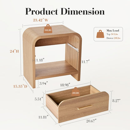 【Halloween Pre-Sale】Curved 1-Drawer Nightstand-2Pcs