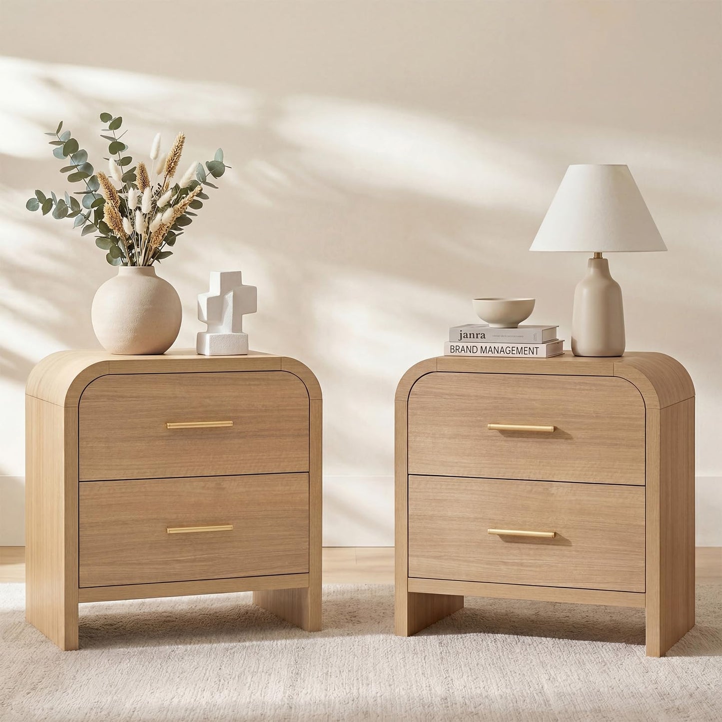 【Halloween Pre-Sale】Curved 2-Drawer Nightstand-2Pcs