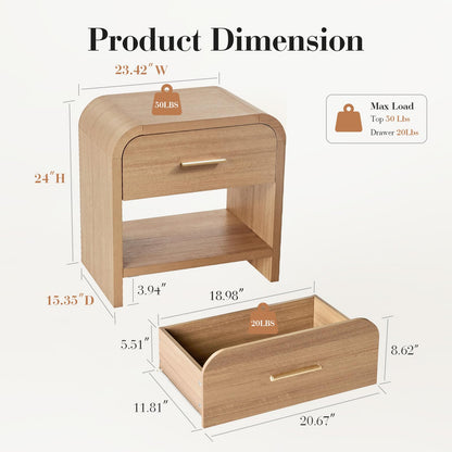 【Halloween Pre-Sale】Curved 2-Drawer Nightstand-2Pcs