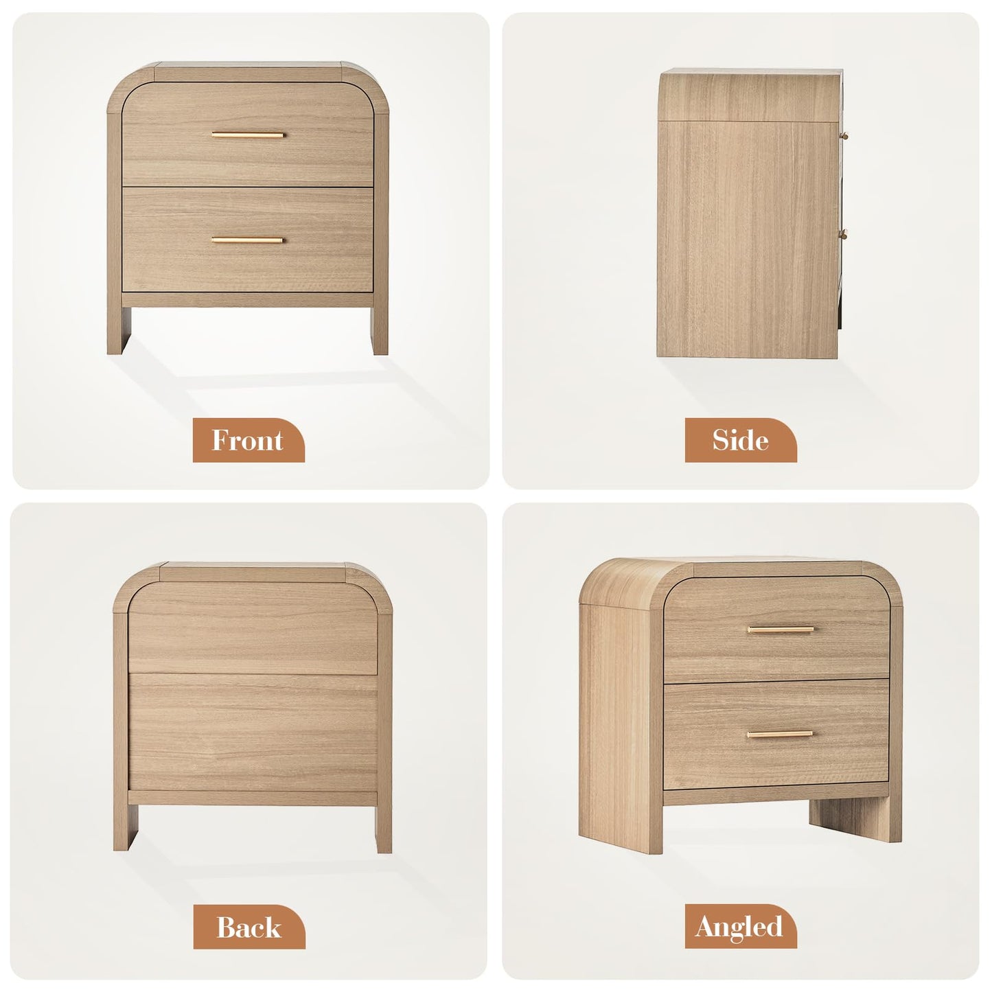 Curved 2-Drawer Nightstand