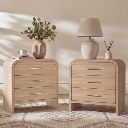 【Halloween Pre-Sale】Curved 3-Drawer Nightstand-2Pcs