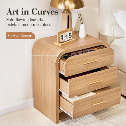 Curved 3-Drawer Nightstand